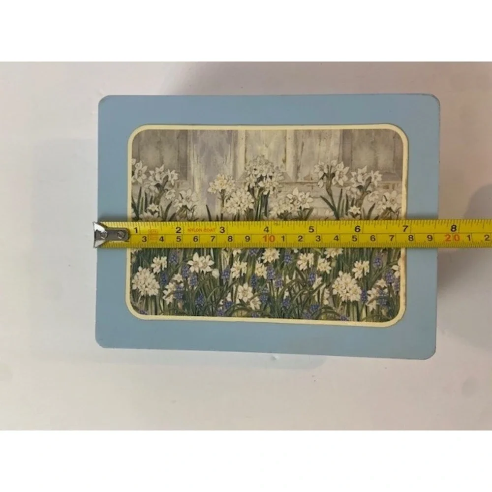 Blue Floral Wooden Keepsake Box with Stationery Set Kathryn White 2003